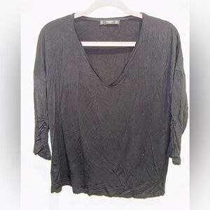 Mango Black V-Neck Long Sleeve Tee